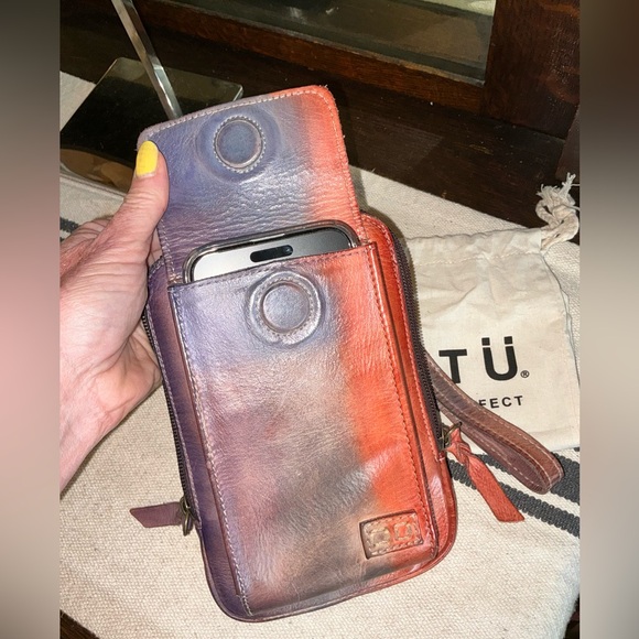 NWT Bed Stu Leather Alelike Crossbody Wristlet Phone Wallet Cotton Candy $215 - Picture 15 of 16